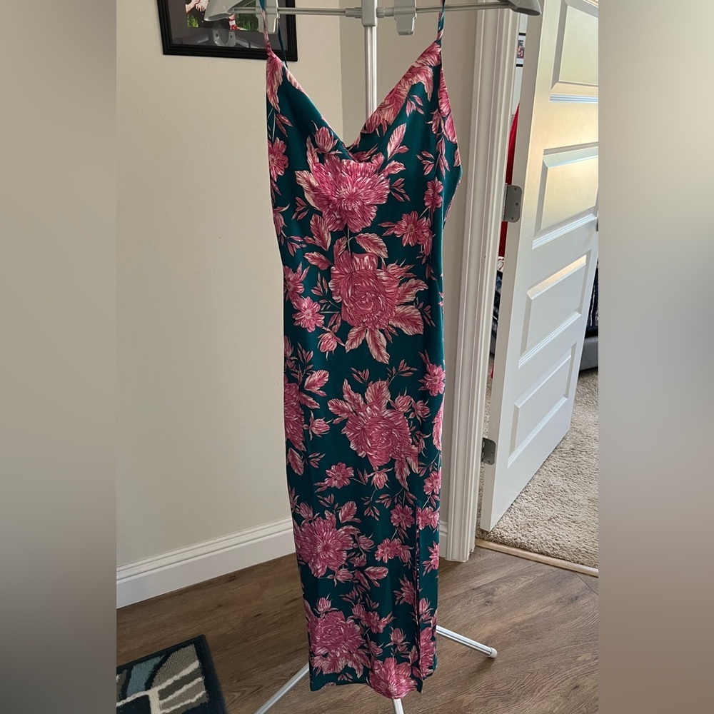 Paper Heart Revolve Boho Floral Green Slip Dress NWT